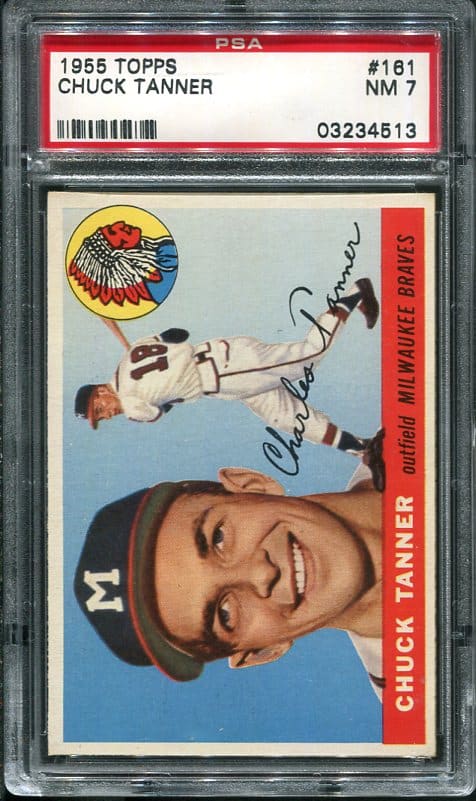 Authentic 1955 Topps #161 Chuck Tanner PSA 7 Baseball Card