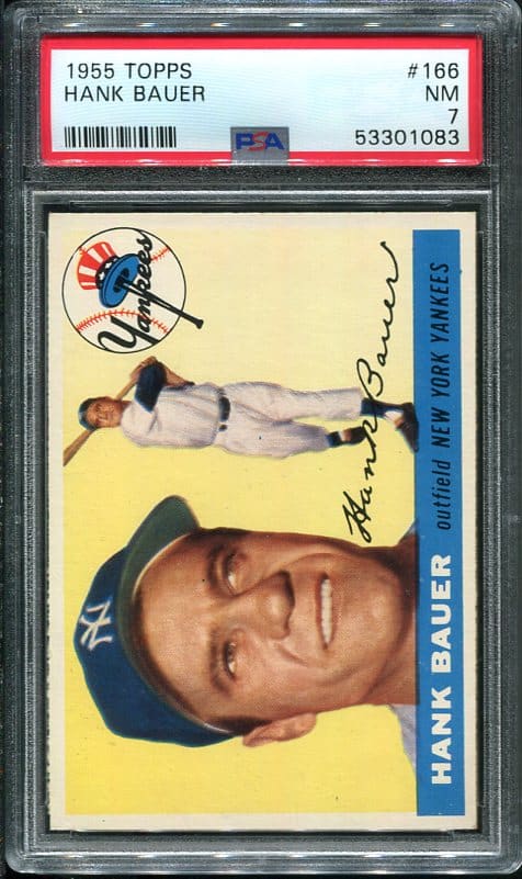 Authentic 1955 Topps #166 Hank Bauer PSA 7 Baseball Card