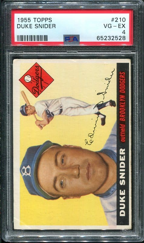 Authentic 1955 Topps #210 Duke Snider PSA 4 Baseball Card