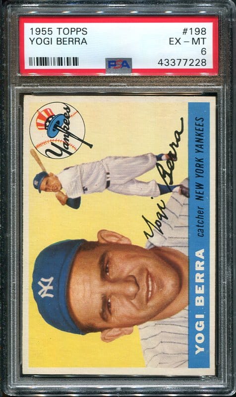 Authentic 1955 Topps #198 Yogi Berra PSA 6 Baseball Card