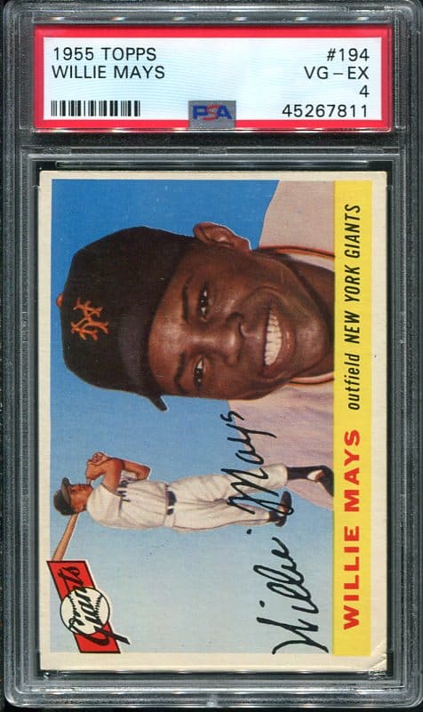Authentic 1955 Topps #194 Willie Mays PSA 4 Baseball Card