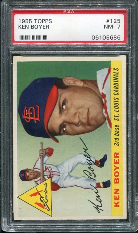 Authentic 1955 Topps #125 Ken Boyer Rookie PSA 7 Baseball Card