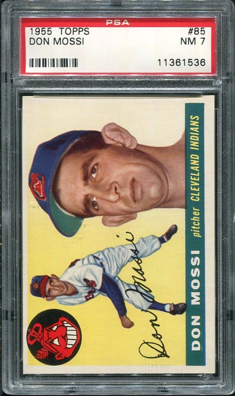 Authentic 1955 Topps #85 Don Mossi PSA 7 Rookie Baseball Card