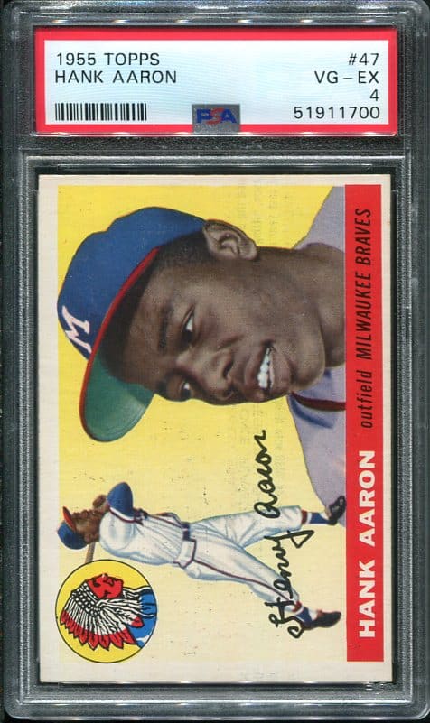 Authentic 1955 Topps #47 Hank Aaron PSA 4 Baseball Card