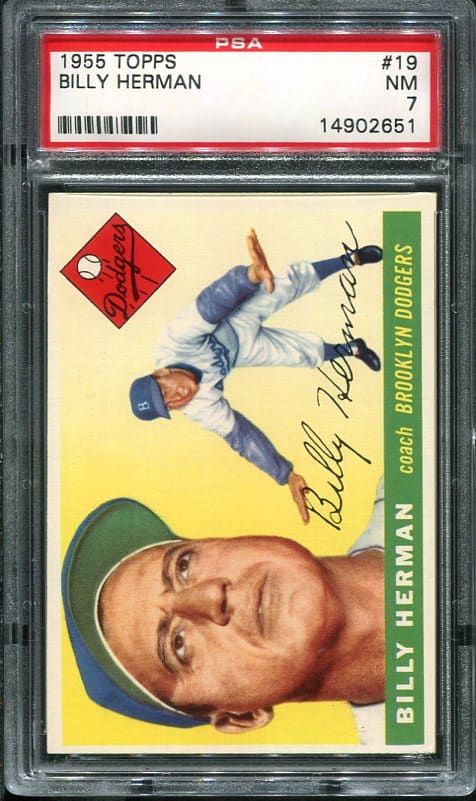Authentic 1955 Topps #19 Billy Herman PSA 7 Baseball Card