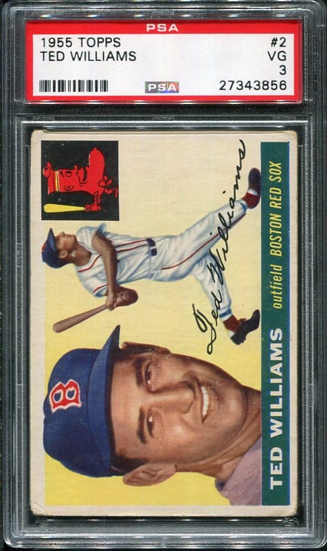 Authentic 1955 Topps #2 Ted Williams PSA 3 Baseball Card