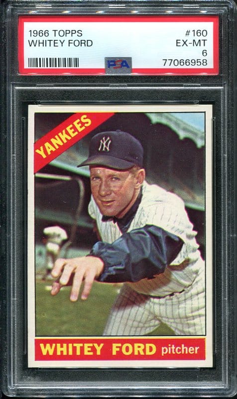 Authentic 1966 Topps #160 Whitey Ford PSA 6 Baseball Card