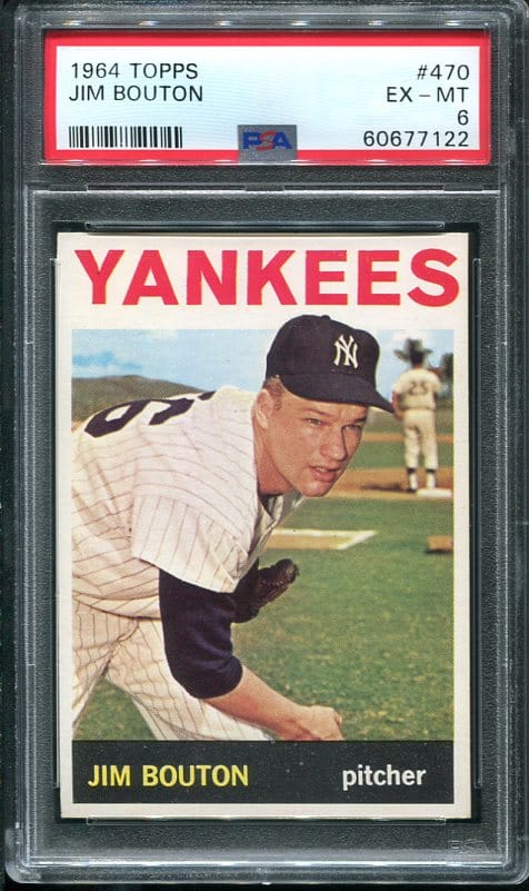 Authentic 1964 Topps #470 Jim Bouton PSA 6 Baseball Card