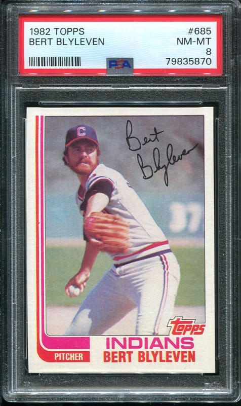 Authentic 1982 Topps #685 Bert Blyleven PSA 8 Baseball Card