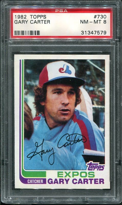 Authentic 1982 Topps #730 Gary Carter PSA 8 Baseball Card