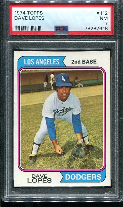 Authentic 1974 Topps #112 Dave Lopes PSA 7 Baseball Card