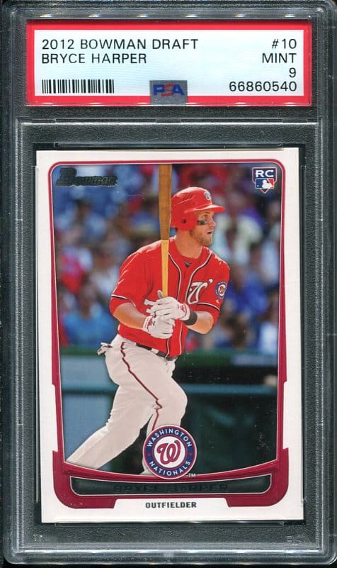 Authentic 2012 Bowman Draft #10 Bryce Harper PSA 9 Baseball Card