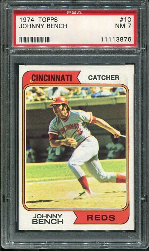 Authentic 1974 Topps #10 Johnny Bench PSA 7 Baseball Card
