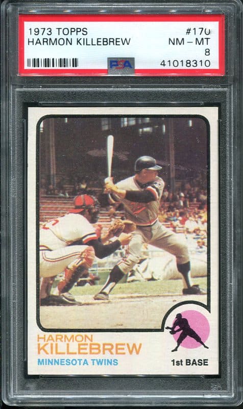 Authentic 1973 Topps #170 Harmon Killebrew PSA 8 Baseball Card