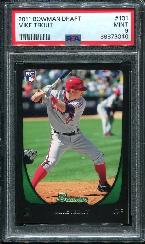 Authentic 2011 Bowman Draft #101 Mike Trout PSA 9 Baseball Card