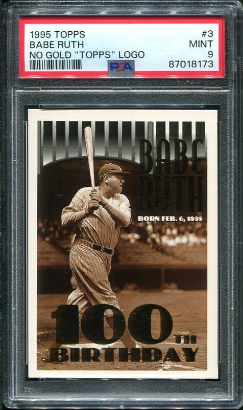 Authentic 1995 Topps #3 Babe Ruth PSA 9 Baseball Card