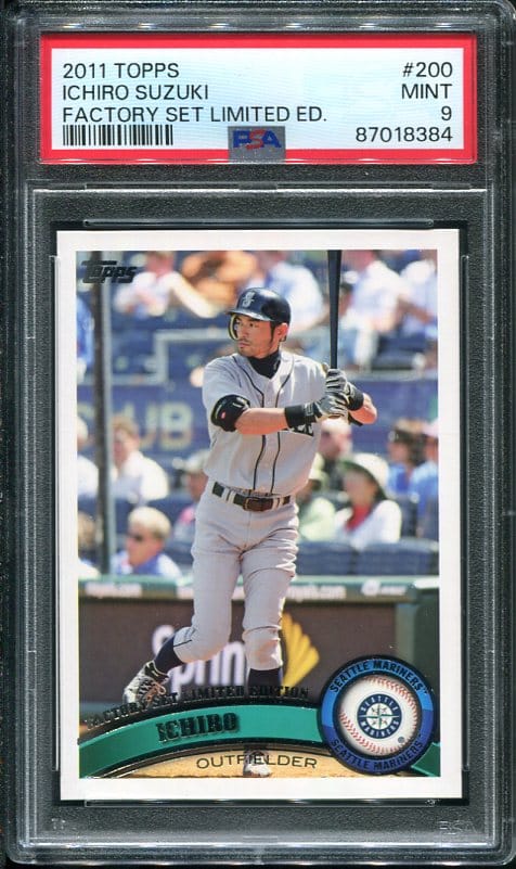 Authentic 2011 Topps #200 Ichiro Suzuki PSA 9 Baseball Card
