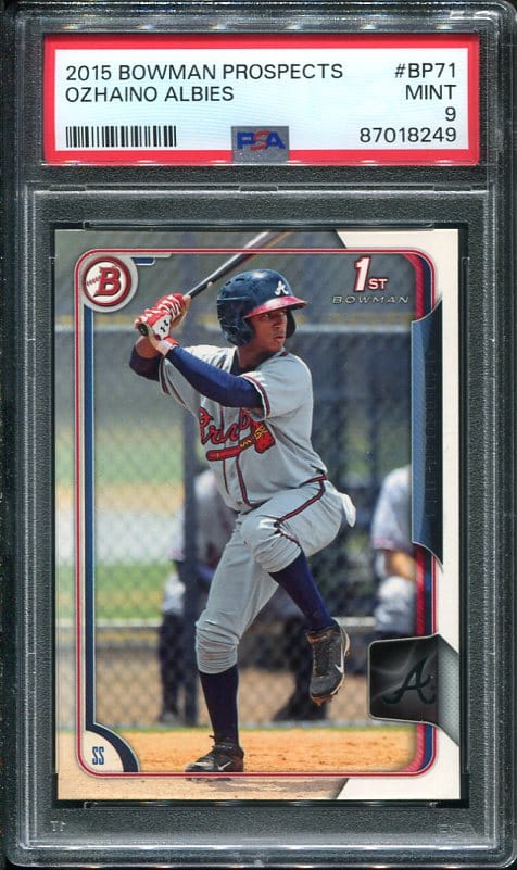 Authentic 2015 Bowman Prospects #BP71 Ozhaino Albies PSA 9 Rookie Baseball Card