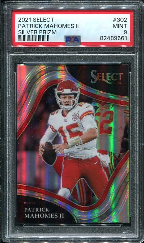 Authentic 2021 Select #302 Patrick Mahomes Silver Prizm PSA 9 Football Card