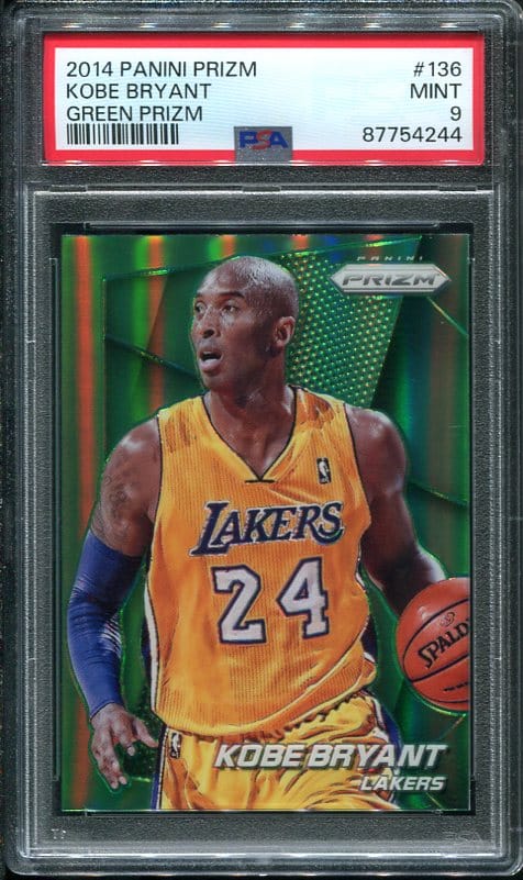 Authentic 2014 Panini Green Prizm #136 Kobe Bryant PSA 9 Basketball Card