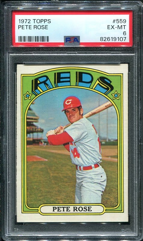 Authentic 1972 Topps #559 Pete Rose PSA 6 Baseball Card