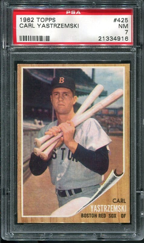 Authentic 1962 Topps #425 Carl Yastrzemski PSA 7 Baseball Card