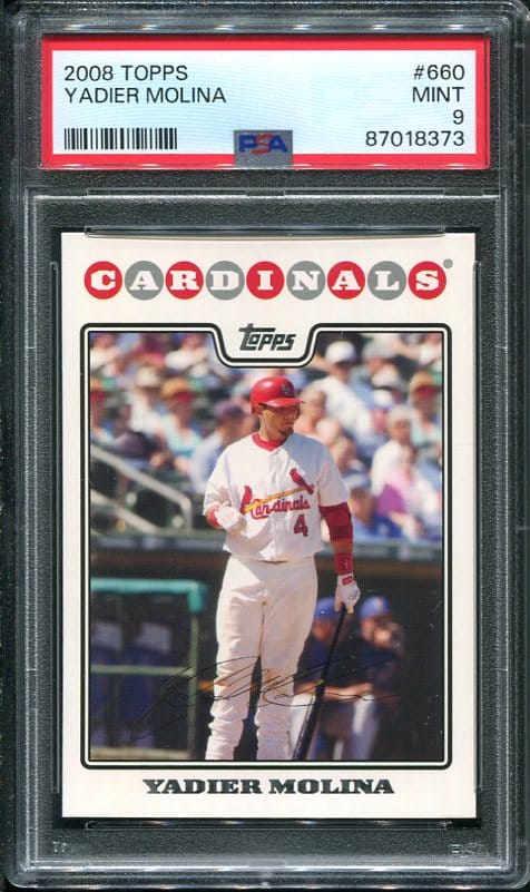 2008 Topps #660 Yadier Molina PSA 9 Baseball Card