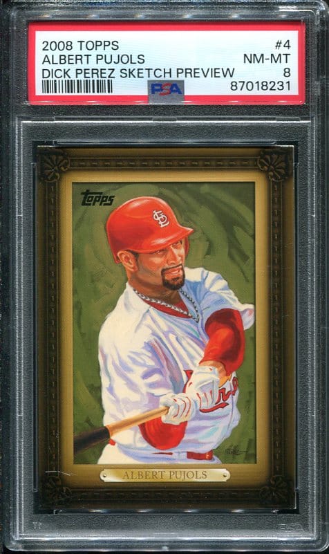 2008 Topps #4 Albert Pujols Sketch Preview PSA 8 Baseball Card