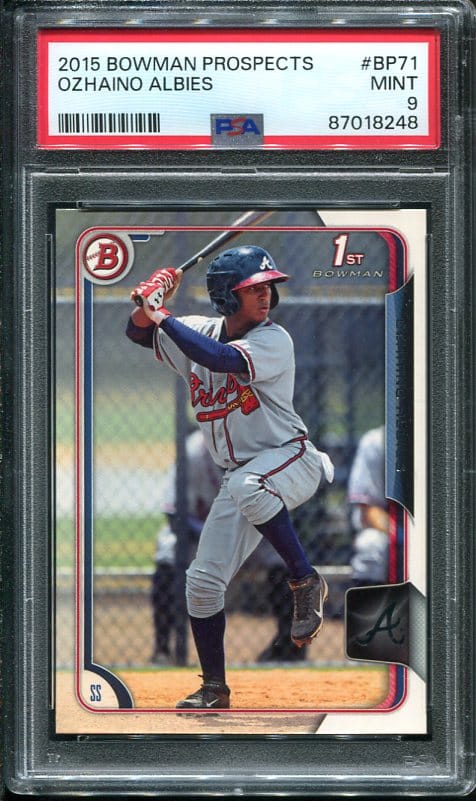 2015 Bowman Prospects #BP71 Ozhaino Albies PSA 9 Rookie Baseball Card