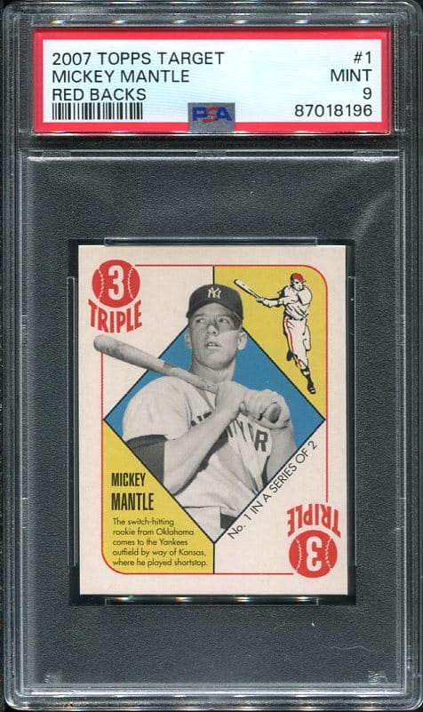 Authentic 2007 Topps Target Red Backs Mickey Mantle PSA 9 Baseball Card