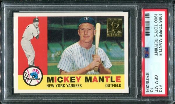 Reprint 1996 Topps Mantle #10 1960 Topps PSA 10 Baseball Card