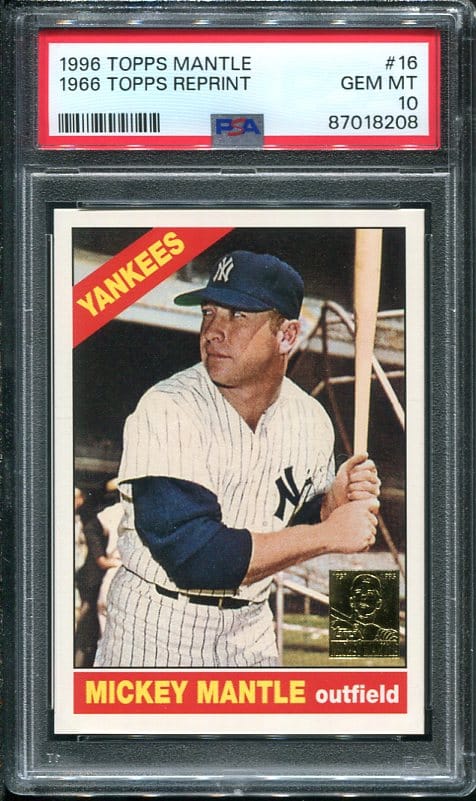 Reprint 1996 Topps Mantle #16 1966 Topps PSA 10 Baseball Card