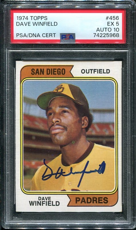 Authentic Autographed 1974 Topps #456 Dave Winfield PSA 5 Rookie Baseball Card