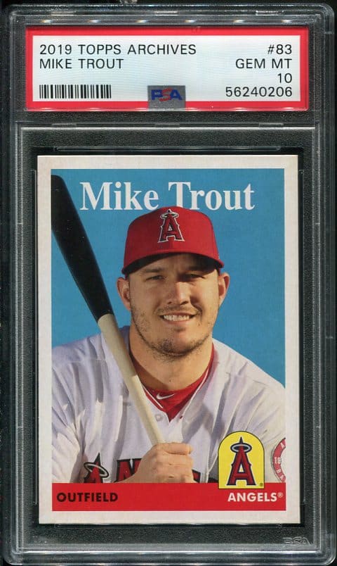 Authentic 2019 Topps Archives #83 Mike Trout PSA 10 Baseball Card