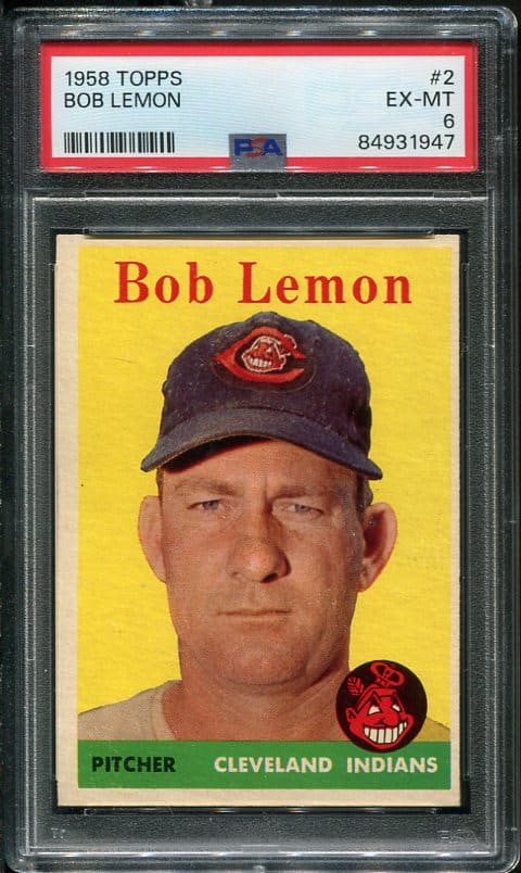 Authentic 1958 Topps #2 Bob Lemon PSA 6 Vintage Baseball Card