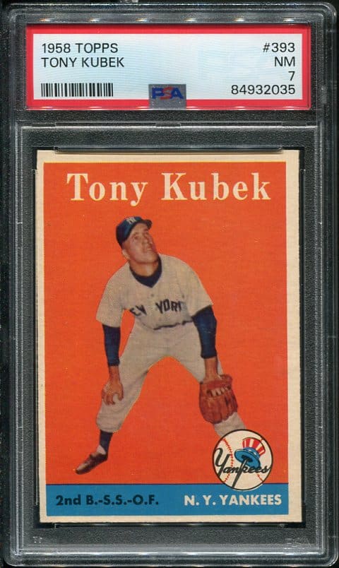 Authentic 1958 Topps #393 Tony Kubek PSA 7 Vintage Baseball Card