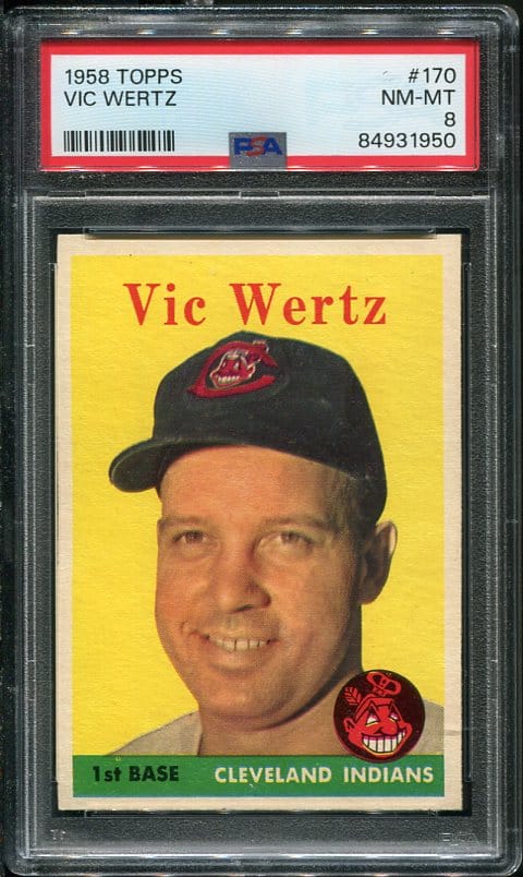 Authentic 1958 Topps #170 Vic Wertz PSA 8 Vintage Baseball Card