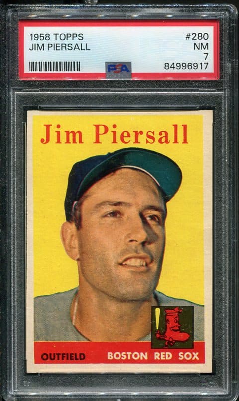 Authentic 1958 Topps #280 Jim Piersall PSA 7 Vintage Baseball Card