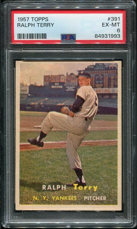 Authentic 1957 Topps #391 Ralph Terry PSA 7 Vintage Baseball Card