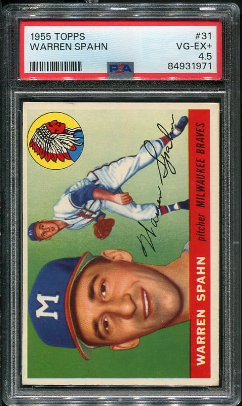 Authentic 1955 Topps #31 Warren Spahn PSA 4.5 Baseball Card