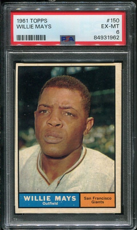 Authentic 1961 Topps #150 Willie Mays PSA 6 Baseball Card