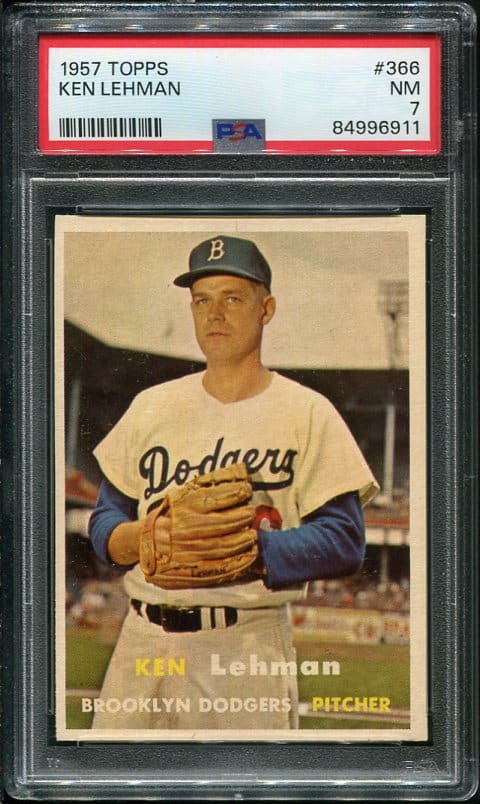 Authentic 1957 Topps #366 Ken Lehman PSA 7 Vintage Baseball Card