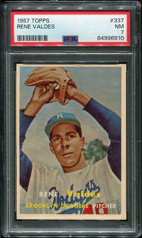 Authentic 1957 Topps #337 Rene Valdes PSA 7 Vintage Baseball Card