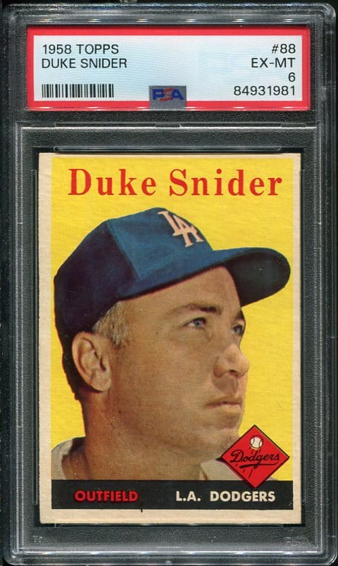 Authentic 1958 Topps #88 Duke Snider PSA 6 Vintage Baseball Card