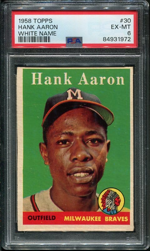 Authentic 1958 Topps #30 Hank Aaron PSA 6 Vintage Baseball Card