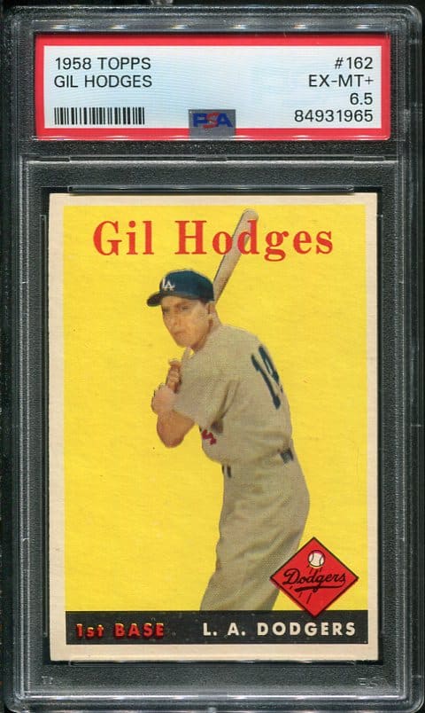 Authentic 1958 Topps #162 Gil Hodges PSA 6.5 Vintage Baseball Card