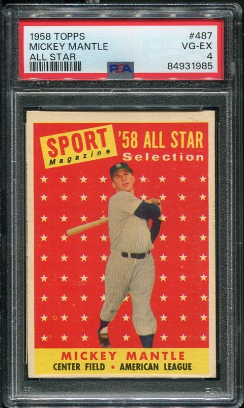 Authentic 1958 Topps #487 Mickey Mantle SPA 4 Vintage Baseball Card