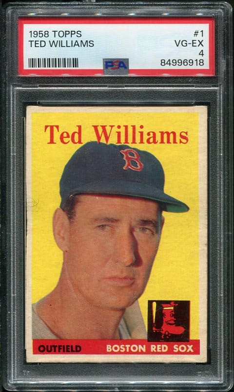 Authentic 1958 Topps #1 Ted Williams PSA 4 Vintage Baseball Card