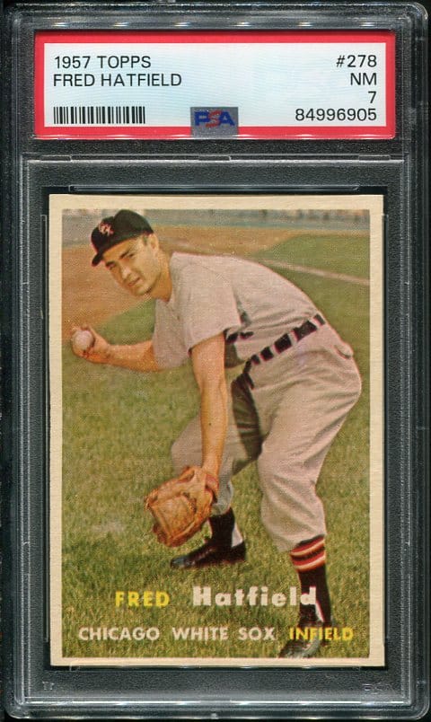 Authentic 1957 Topps #278 Fred Hatfield PSA 7 Vintage Baseball Card