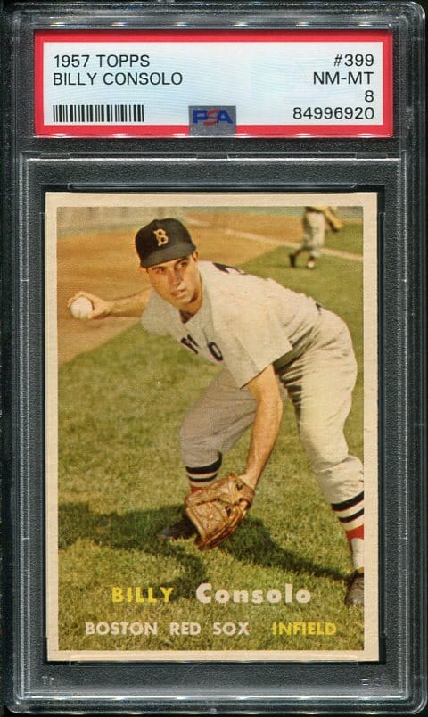 Authentic 1957 Topps #399 Billy Consolo PSA 8 Vintage Baseball Card